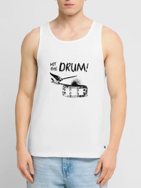 HitTheDrum Snare - auf hell - Männer Premium Bio Tank Top - Weiß - Vorne - Michal (187cm)