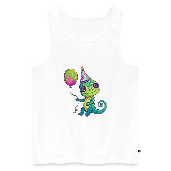 Caméléon Anniversaire Bébé - Débardeur bio Premium Homme - blanc - Devant - Michal (187cm)