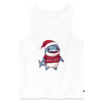 Bande dessinée de Noël requin - Débardeur bio Premium Homme - blanc - Devant - Michal (187cm)