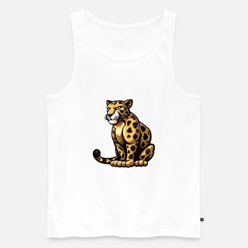 Leopard Comic - Männer Premium Bio Tank Top - Weiß