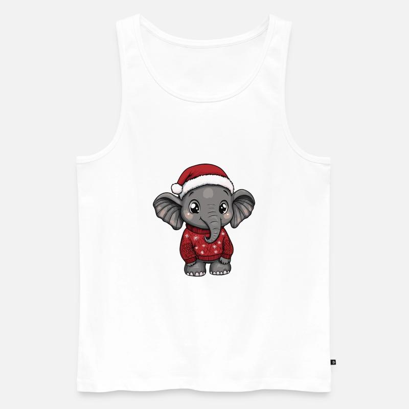 Elefant Weihnachten Comic - Männer Premium Bio Tank Top - Weiß