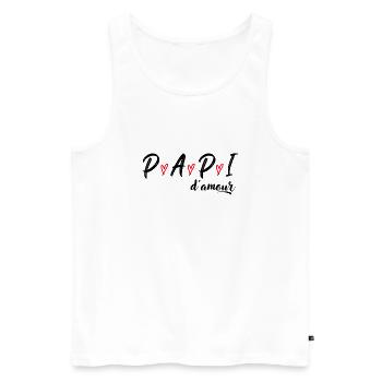 Papi d'amour Cadeau papi fête grand père original - Débardeur bio Premium Homme - blanc - Devant - AI Model Male 178 light (178cm)