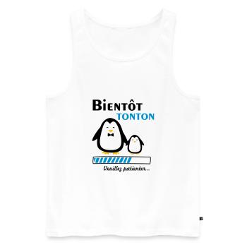 bientôt tonton pingouin,futur oncle - Débardeur bio Premium Homme - blanc - Devant - Michal (187cm)