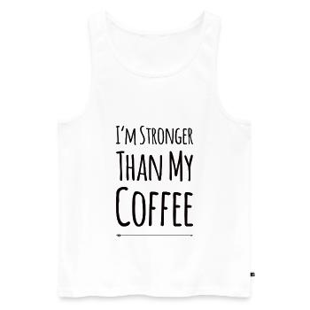 Je suis plus fort que mon café - Débardeur bio Premium Homme - blanc - Devant - Michal (187cm)
