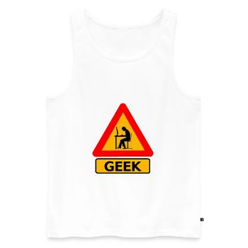 Geek - Männer Premium Bio Tank Top - Weiß - Vorne - Michal (187cm)
