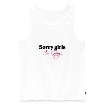 Sorry girls, I'm gay - Men's Premium Organic Tank Top - white - Front - AI Model Male 178 light (178cm)