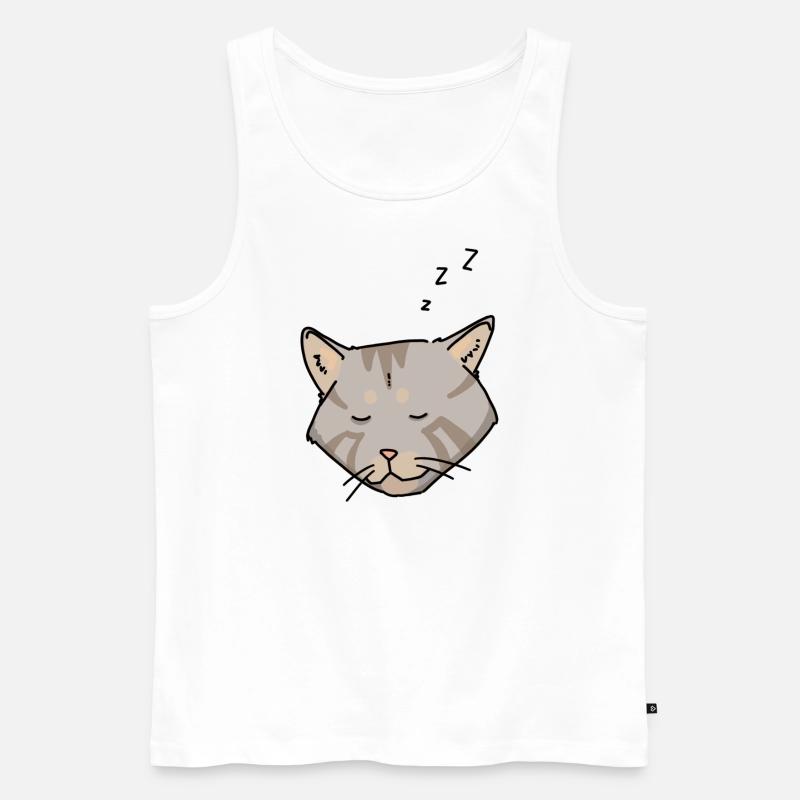 Graue schläfrige Katze - Männer Premium Bio Tank Top - Weiß