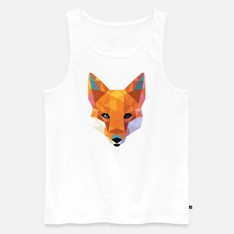 Fuchs Füchse Polygon Geometrisch Geschenk - Männer Premium Bio Tank Top - Weiß