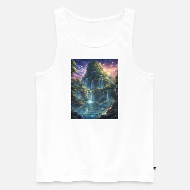 Wunderschöner Berg mit Wasserfall - Männer Premium Bio Tank Top - Weiß