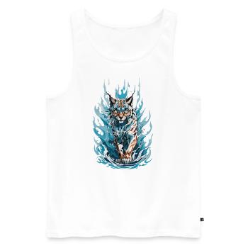 Lynx majestueux dans les flammes bleues - Débardeur bio Premium Homme - blanc - Devant - Michal (187cm)