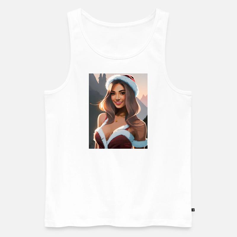 Hübsche Dame in Weihnachtskleidung - Männer Premium Bio Tank Top - Weiß
