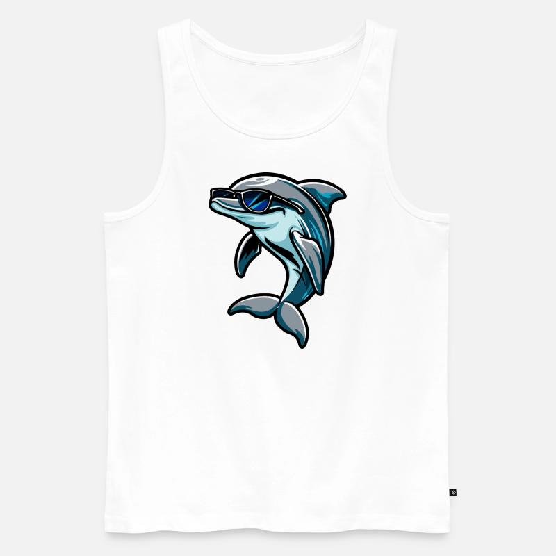 Delfin Comic Cool - Männer Premium Bio Tank Top - Weiß
