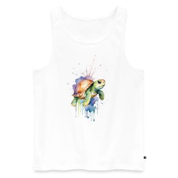 Gelassene Schildkröte - Aquarell - Männer Premium Bio Tank Top - Weiß - Vorne - Michal (187cm)