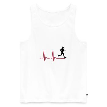 Running Man, runner & heartbeat - Débardeur bio Premium Homme - blanc - Devant - AI Model Male 178 light (178cm)