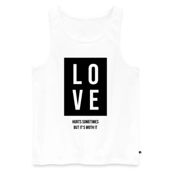 L’amour fait parfois mal, mais il en vaut la peine - Débardeur bio Premium Homme - blanc - Devant - AI Model Male 178 light (178cm)