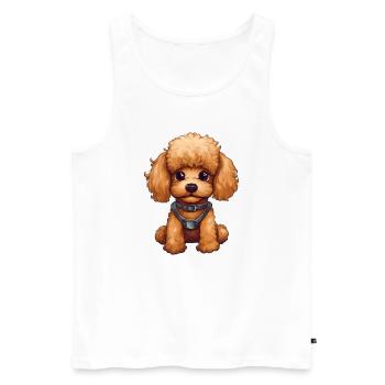 Doux bébé caniche chien - Débardeur bio Premium Homme - blanc - Devant - AI Model Male 178 light (178cm)