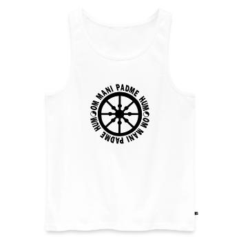 lebensrad mit mantra "om mani padme hum" - Männer Premium Bio Tank Top - Weiß - Vorne - AI Model Male 178 light (178cm)