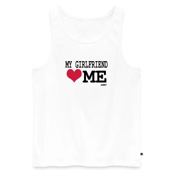 my girlfriend loves me by wam - Men's Premium Organic Tank Top - white - Front - AI Model Male 178 light (178cm)