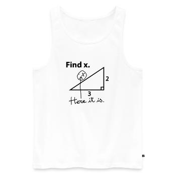 Find X. - Men's Premium Organic Tank Top - white - Front - AI Model Male 178 light (178cm)