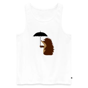 Igel mit Schirm - Männer Premium Bio Tank Top - Weiß - Vorne - AI Model Male 178 light (178cm)