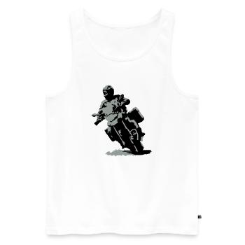 Reiseenduro klein - Männer Premium Bio Tank Top - Weiß - Vorne - Michal (187cm)