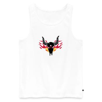 Bull skull with flames - Men's Premium Organic Tank Top - white - Front - AI Model Male 178 light (178cm)