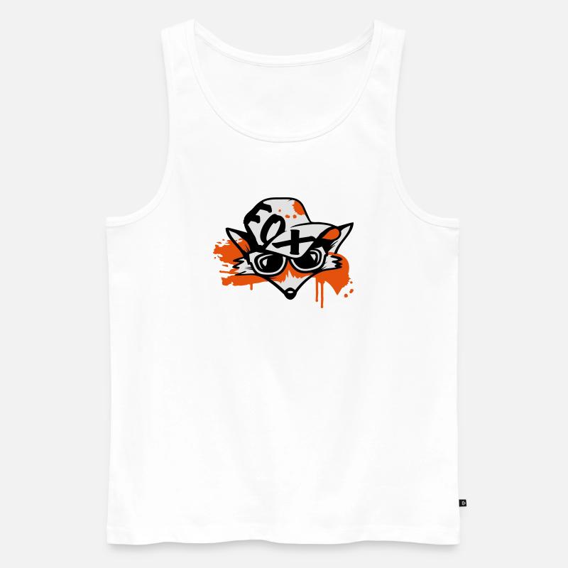 Fuchs mit Baseballkappe - Männer Premium Bio Tank Top - Weiß