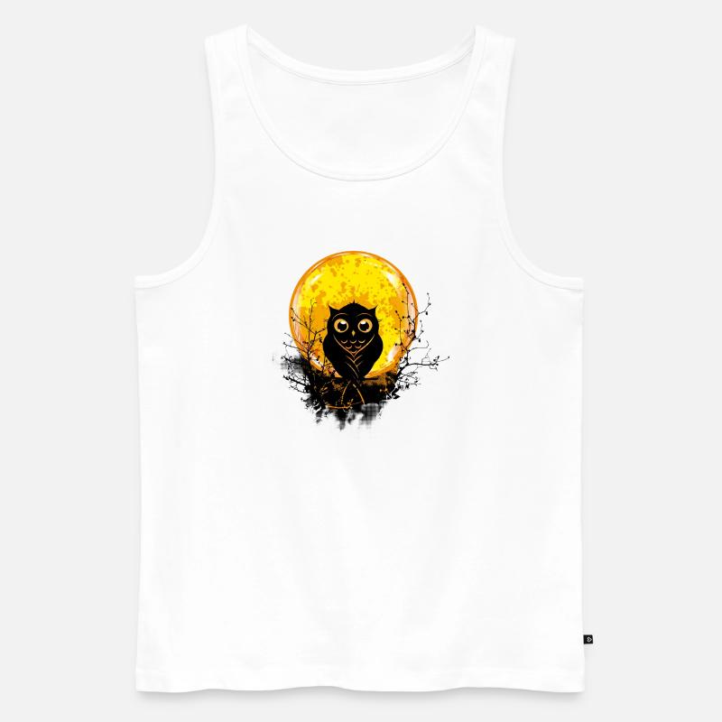 Eule bei Vollmond - Männer Premium Bio Tank Top - Weiß