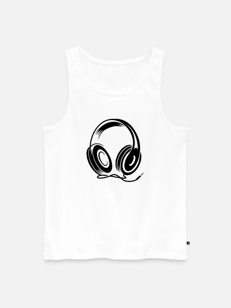a headphone with cable - Men's Premium Organic Tank Top - white
