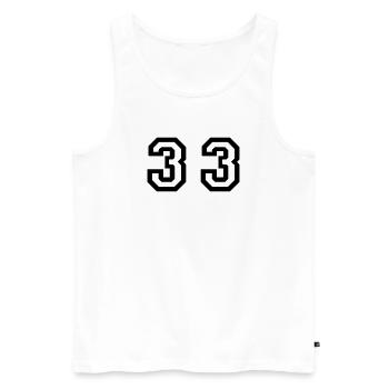 Number - 33 - Thirty Three - Männer Premium Bio Tank Top - Weiß - Vorne - Michal (187cm)