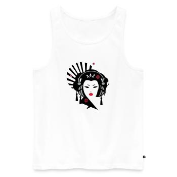 Geisha with headphones - Men's Premium Organic Tank Top - white - Front - Michal (187cm)