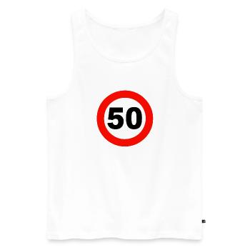 50.Geburtstag , Verkehrsschild , 50 Jahre (25) - Männer Premium Bio Tank Top - Weiß - Vorne - Michal (187cm)