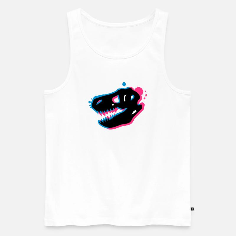 T Rex Schädel 3-D - Männer Premium Bio Tank Top - Weiß