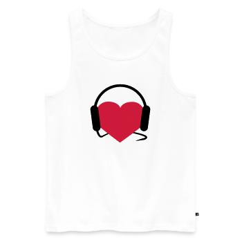 Musiclover | Herz | Heart | Kopfhörer | Musik | - Débardeur bio Premium Homme - blanc - Devant - AI Model Male 178 light (178cm)