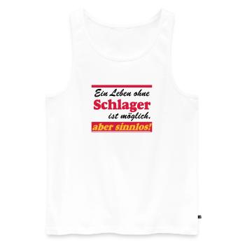 Schlager Party , Schlager Musik , aber sinnlos - Männer Premium Bio Tank Top - Weiß - Vorne - AI Model Male 178 light (178cm)