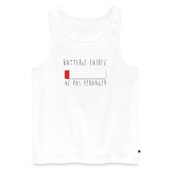 batterie faible, ne pas déranger - Débardeur bio Premium Homme - blanc - Devant - AI Model Male 178 light (178cm)