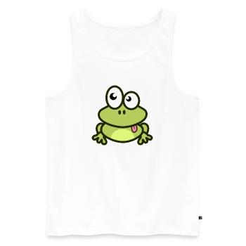 Lustiger Frosch in grün und Comic Stil - Männer Premium Bio Tank Top - Weiß - Vorne - AI Model Male 178 light (178cm)