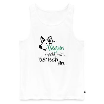 Vegan Veganer Tier Schwein Geschenk Tierschutz - Männer Premium Bio Tank Top - Weiß - Vorne - Michal (187cm)