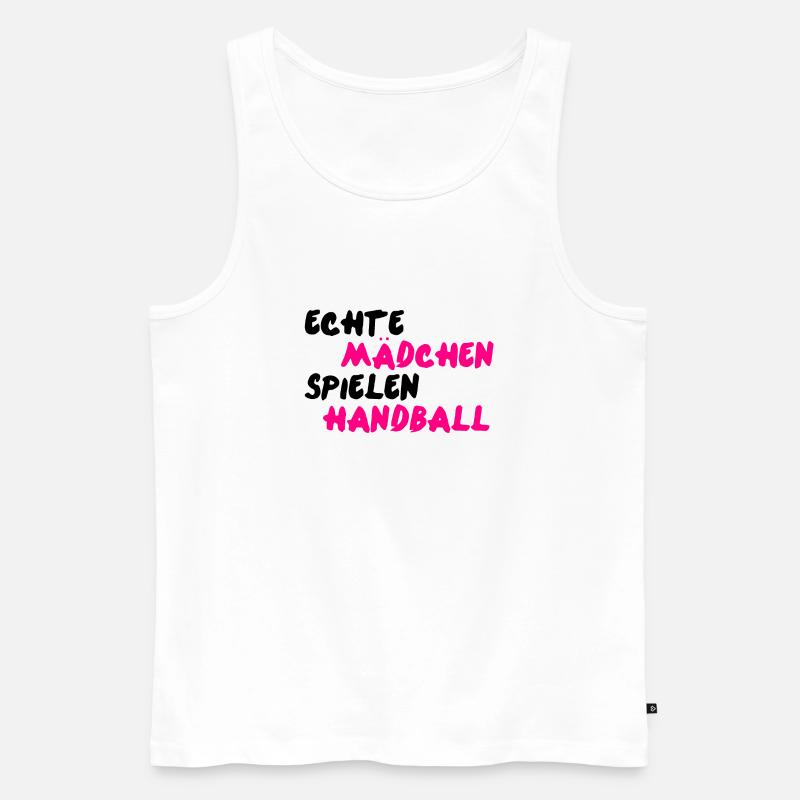 Echte Mädchen spielen Handball - Männer Premium Bio Tank Top - Weiß