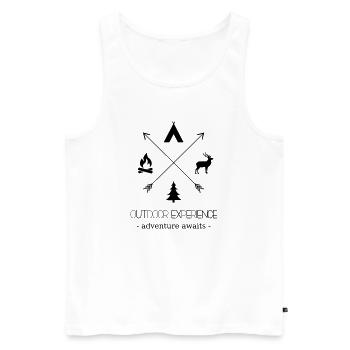 Outdoor Experience Adventure Awaits - Männer Premium Bio Tank Top - Weiß - Vorne - AI Model Male 178 light (178cm)