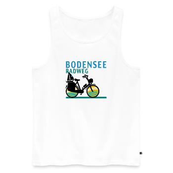 Bodensee-Radweg - Männer Premium Bio Tank Top - Weiß - Vorne - AI Model Male 178 light (178cm)