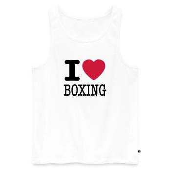 ich liebe Boxen / Ich liebe Boxen - Männer Premium Bio Tank Top - Weiß - Vorne - Michal (187cm)