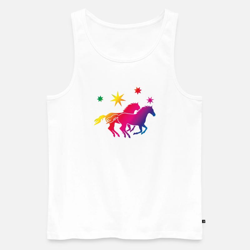 Regenbogenpferde Sternenglanz - Männer Premium Bio Tank Top - Weiß
