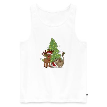 Katzenweihnacht.png - Männer Premium Bio Tank Top - Weiß - Vorne - AI Model Male 178 light (178cm)