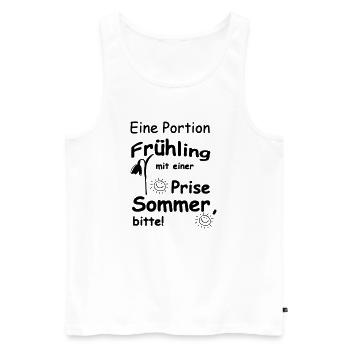 Frühling & Sommer Sprüche, Geschenk, Fun - Männer Premium Bio Tank Top - Weiß - Vorne - Michal (187cm)