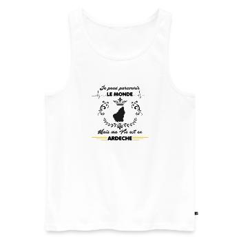 MA VIE EST EN ARDECHE - Débardeur bio Premium Homme - blanc - Devant - Michal (187cm)