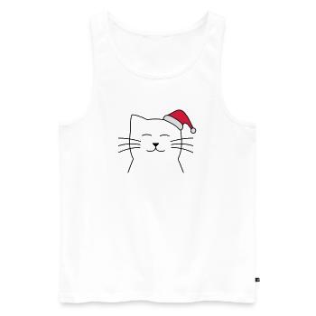 Chat Père Noël Père Noël cadeau de Noël - Débardeur bio Premium Homme - blanc - Devant - Michal (187cm)