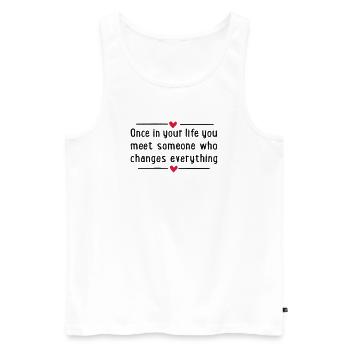 2541614 16000055 once in your life - Men's Premium Organic Tank Top - white - Front - Michal (187cm)