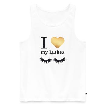 Lange Wimpern Mascara - Männer Premium Bio Tank Top - Weiß - Vorne - AI Model Male 178 light (178cm)