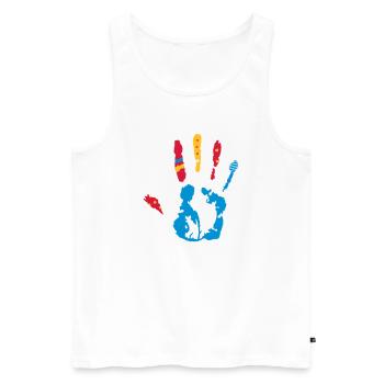 bunter Handabdruck mit verschiedene Formen - Männer Premium Bio Tank Top - Weiß - Vorne - AI Model Male 178 light (178cm)
